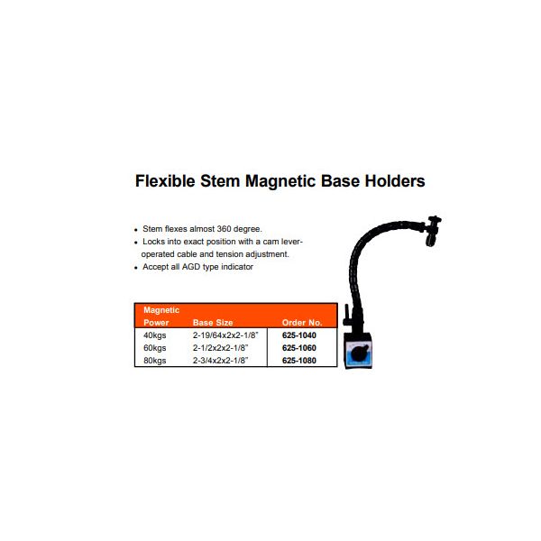 MHC 625-1080 Flexible Magnetic Stand 40KG, 1/4X2X2-1/8" FLEXI ARM MAG BASE HOLDER