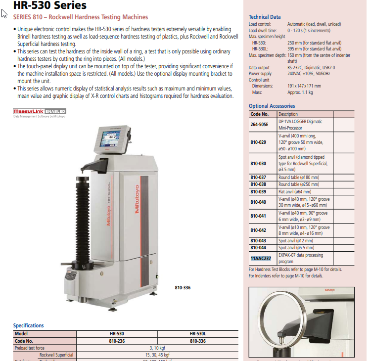 EXPAK-07 data processing program HR-500 Rockwell hardness testing machines 11AAC237