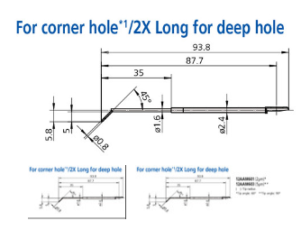 2 x Corner hole stylus - R2µm; 60° for Surftest; Formtracer SV-C 12AAM601