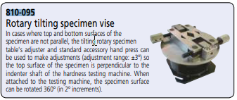 Mitutoyo 810-095 Rotary tilting vise Ø15-50mm Micro Vickers hardness testing machines