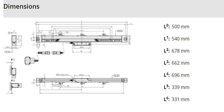 Linear Scale AT113 500mm 539-209-30