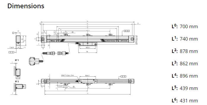 Linear Scale AT113F 700mm 539-213-40