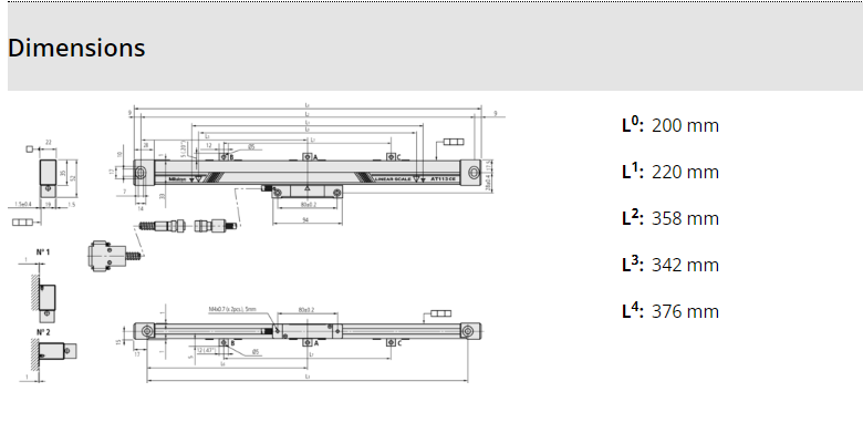 Linear Scale AT113 200mm 539-203-30