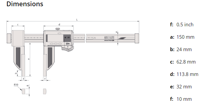 Mitutoyo Digital ABS Carbon Fibre Caliper Inch/Metric, 0-60", IP66 552-315-10