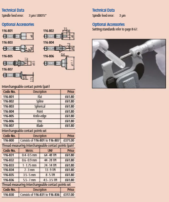 Universal Micrometer Interchangeable Avil/Spindle, 25-50mm 116-102-10