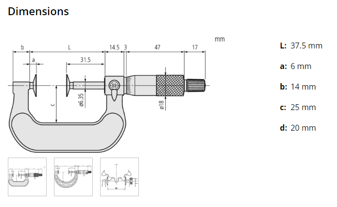 Mitutoyo Disc Micrometer, Hardened Steel Disks 50-75mm, Disk=20mm 123-103