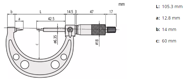 Point Micrometer with Carbide Tip 2-3", 15° Tip 112-191