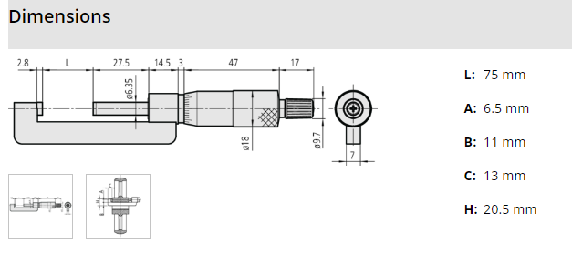 Mitutoyo Hub Micrometer 3-4" 147-354