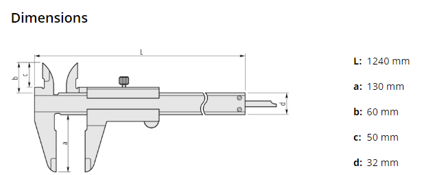 Vernier Caliper 0-1000mm, 0,05mm, Metric 530-502