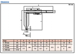 Vernier Caliper, Long Jaw, Fine Adjust. 0-1000mm, 0,02mm, Metric/Inch 534-108