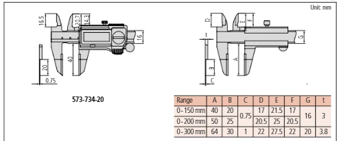 Mitutoyo Vernier Point Caliper 0-300mm, 0,05mm, Metric 536-136