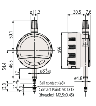 Digital Indicator ID-C Inch/Metric, 0,5", 0,00002", Flat Back Plate 543-702B , 3/8" stem