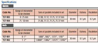 Optical Parallels Set, Metric 0-25mm 157-903