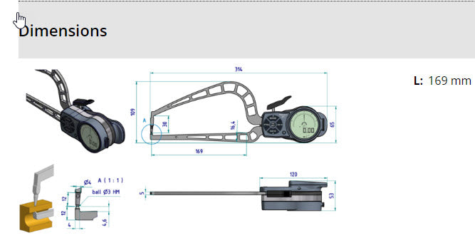 External Digital Caliper Gauge 209-955, 0-50mm