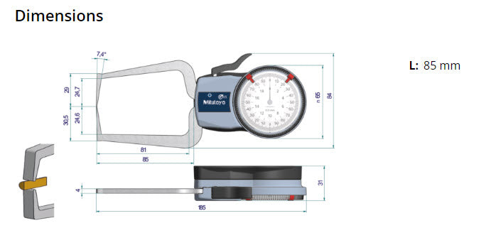 Internal Dial Caliper Gauge  209-405, 0-20mm