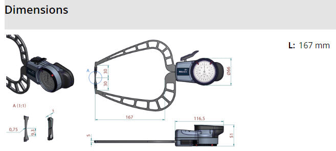 Internal Dial Caliper Gauge  209-921, 0-50mm