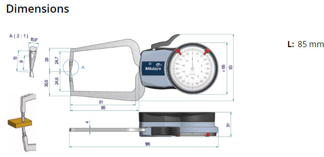 External Dial Caliper Gauge , 0,005mm 209-404, 0-20mm