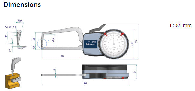 External Dial Caliper Gauge , 0,005mm 209-407, 0-20mm