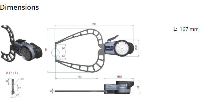 External Dial Caliper Gauge , 0,005mm 209-911,  0-50mm