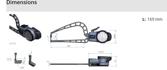 External Dial Caliper Gauge , 0,005mm 209-922  0-50mm