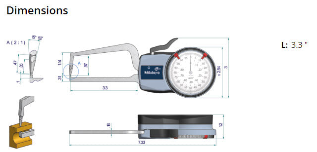 Mitutoyo Internal Dial Caliper Gauge  209-456, 0-.8"