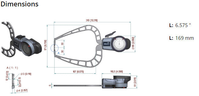 External Dial Caliper Gauge 209-916 0-2"