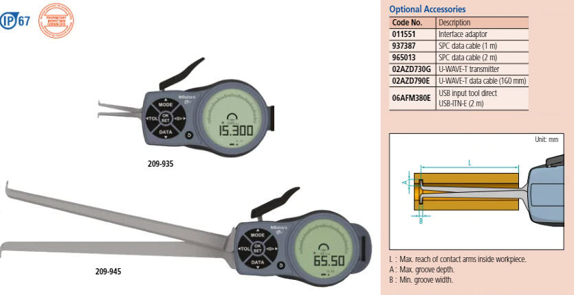 Internal Digital Caliper Gauge 209-939, 40-60mm