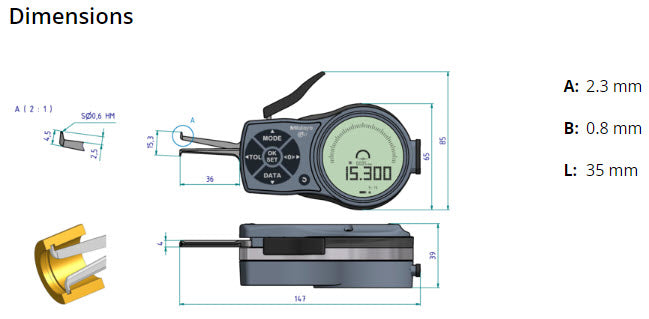 Internal Digital Caliper Gauge 209-935, 5-15mm