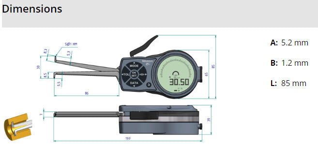 Internal Digital Caliper Gauge 209-936 , 10-30mm