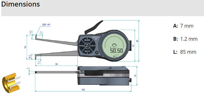 Internal Digital Caliper Gauge 209-938, 30-50mm