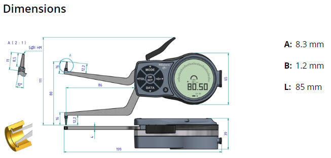 Internal Digital Caliper Gauge 209-941, 60-80mm