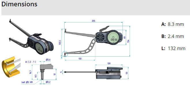 Internal Digital Caliper Gauge 209-949, 90-120mm/3.6-4.8"