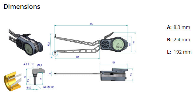 Mitutoyo Internal Digital Caliper Gauge 209-950, 40-90mm ( Kroeplin Equivalent L440)