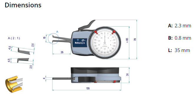 Metric Internal Dial Caliper Gauge 5-15mm, 0,005mm 209-301