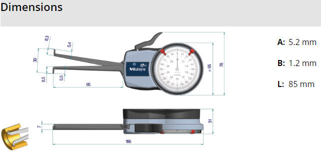 Metric Internal Dial Caliper Gauge 10-30mm 0,01mm 209-302