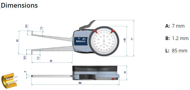 Metric Internal Dial Caliper Gauge 30-50mm 0,01mm 209-304