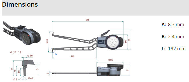 Mitutoyo Metric Internal Dial Caliper Gauge 40-90mm 0,01mm 209-902