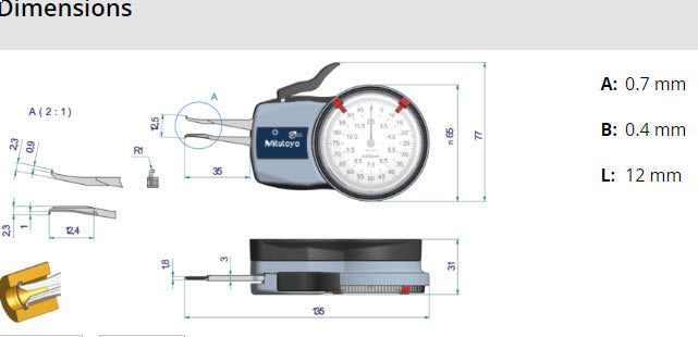 Metric Internal Dial Caliper Gauge 2.5-12.5mm 0,01mm 209-300