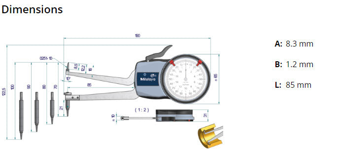 Metric Internal Dial Caliper Gauge 50-100mm 0,01mm 209-310