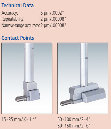 2-Point Inside Measuring Instrument 30-60mm Blind bores, Graduation .001mm 511-436-20