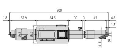 Main Unit for Tubular Inside Micrometer Digital, Carbide Tipped, 8-9" 337-102, No Extensions