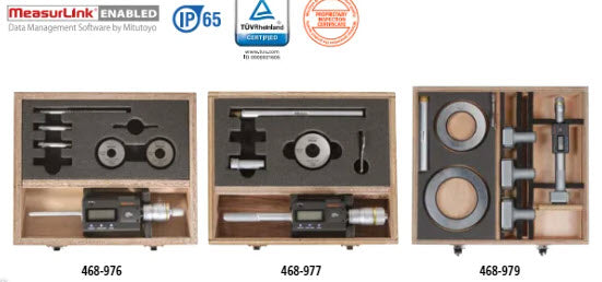 Digital 3-Point Internal Micrometer Set 4-8", Interchange. Head IP65, 468-980