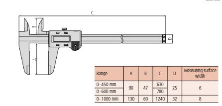 Digital ABSOLUTE AOS Calipers 0-1000mm (0-40") With Output 500-507-10