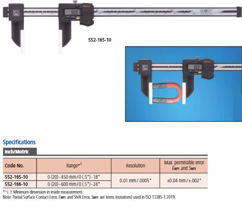 Digital ABS Carb. Fibre Caliper Ceramic Inch/Metric, 0-450mm/0-18", IP66 552-165-10