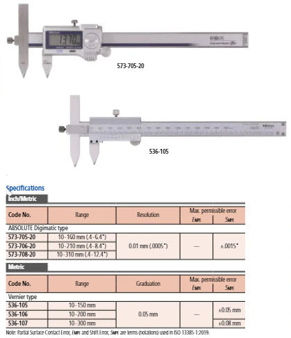 Digital ABS Offset Centerline Caliper Inch/Metric, 0,404-12,4", IP67, Thumb Roller 573-708