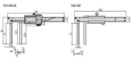 Mitutoyo Vernier Knife-Edge Caliper 10-200mm, 0,05mm, Metric 536-142