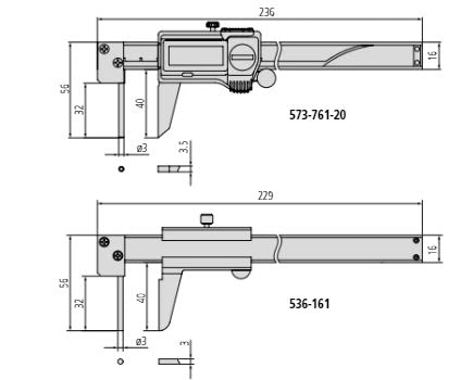 Digital ABS Tube Thickness Caliper Inch/Metric, 0-150mm/0-6", IP67, Thumb Roller 573-761