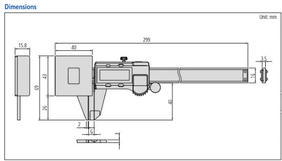 Digital ABS AOS Caliper, Inch/Metric Constant Measuring Force, 0-7” 573-291-20