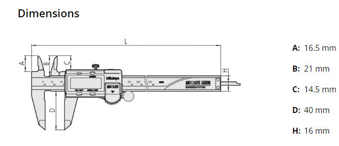 Digital ABS AOS Caliper 0-150mm x .01mm 500-151-30 With SPC Output