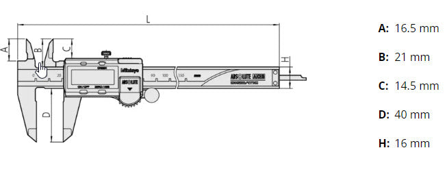 Digital ABS AOS Caliper 0-100mm x .01mm 500-150-30